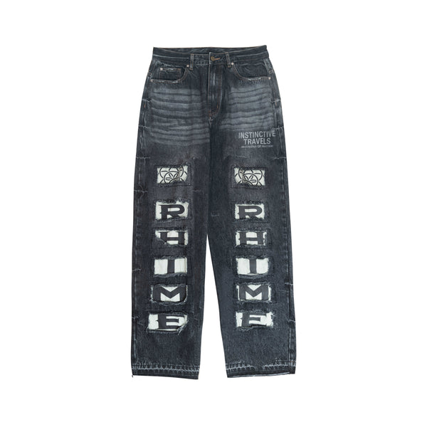 Logo Patchwork Denim Pants