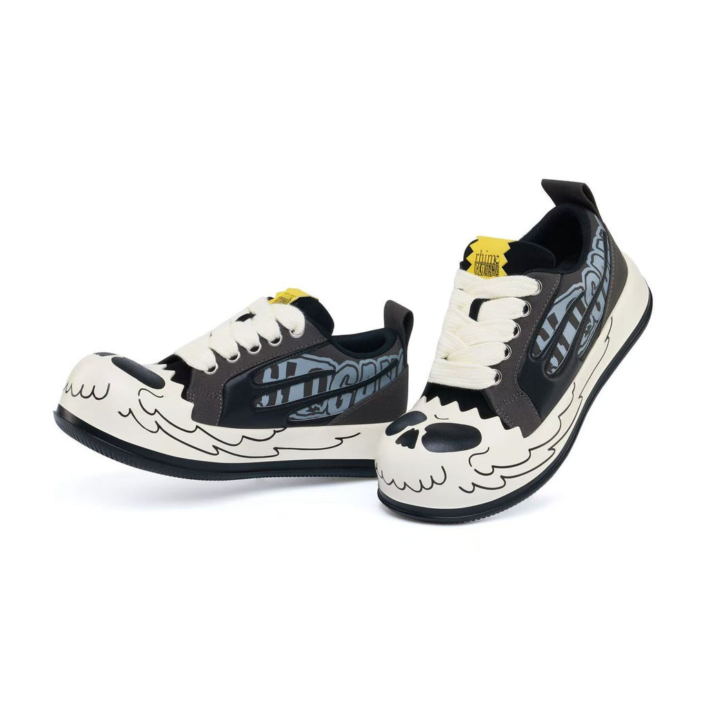 AstroPod Glo Gang pair with gray-and-black graphics, white laces and printed light-colored sidewalls, arranged at an angle to show the fronts and sides.
